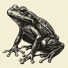 Naklejka premium Detailed illustration of a frog sitting gracefully, showcasing its unique features and anatomy