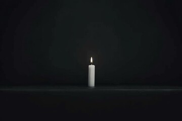 Sole white candle illuminating a dark space, creating a tranquil and peaceful atmosphere in an intimate setting Generative AI