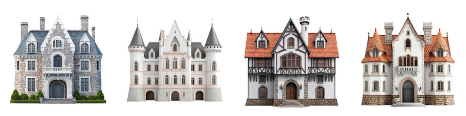 Obraz premium Majestic Gothic Castles and Historic Architectural Facades Across Europe Showcasing the grandiose stately