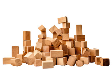 Obraz premium wooden building blocks on transparent background