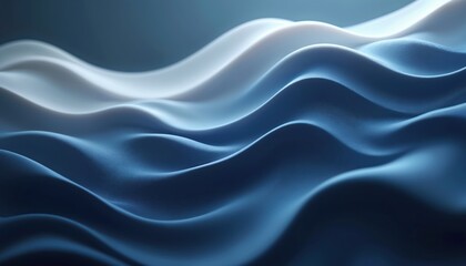 Obraz premium Blue, grey abstract waves background. Glossy, flowing, elegant curves, modern style. Futuristic design ideal for tech, corporate, digital themes. Raster image with artistic ambient material wavy