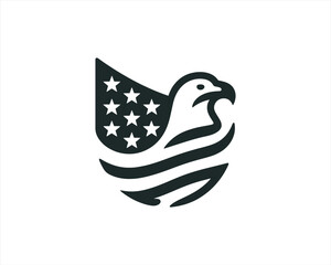 American Eagle logo design icon symbol vector illustration. Silhouette eagle bird icon vector template	