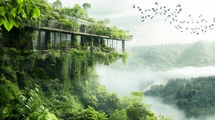 Ecological residence surrounded by greenery