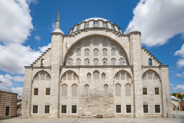 Fototapeta premium Mihrimah Sultan Mosque in Edirnekapi, Istanbul. A full view from the back of the mosque.