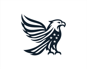 American Eagle logo design icon symbol vector illustration. Silhouette eagle bird icon vector template	