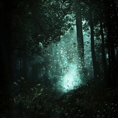 Fototapeta premium Mystical Forest with Enchanted Light and Dreamy Atmosphere in Nature