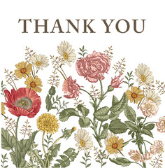 Wedding invitation. Poppy roses chamomile daisies isolated floral. blooming realistic flowers. Vintage greeting card. Frame. Drawing engraving. Wallpaper background baroque. Vector Illustration