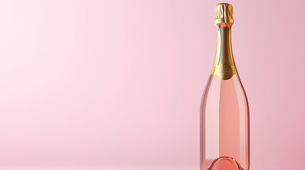 Pink Champagne Bottle with Golden Neck