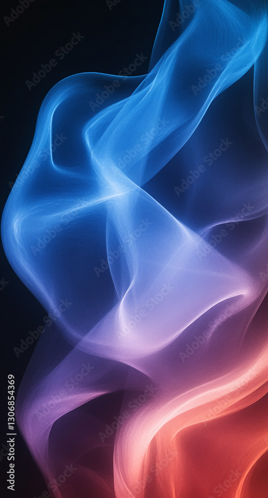 Poster Abstract image of flowing blue and red hues, creating a dynamic and smooth texture, symbolizing energy, movement, and transition, ideal for design backgrounds