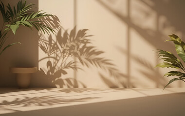 Soft desert-inspired natural decor with organic shadows and warm earthy tones in a minimal setting.