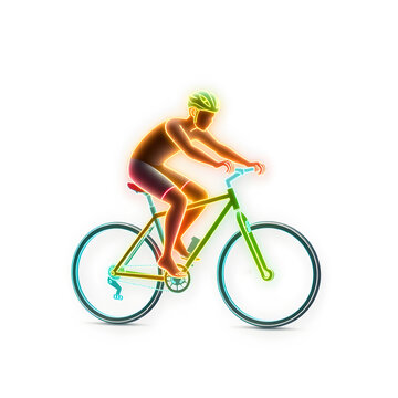 Cyclist holographic 3D icon. neon symbol vector illustration isolated on white background. Generative AI