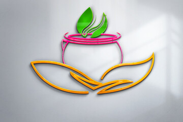 New 3d teacup logo for the preview of nature isolated background 