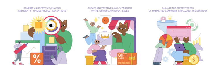 Product Marketing. Flat Vector Illustration