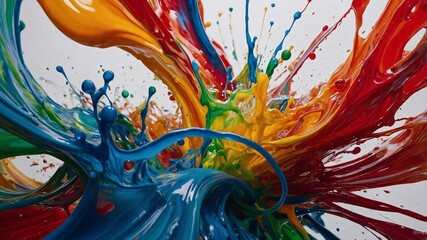 Abstraction of energy and artistic expression in three-dimensional form as a liquid splash effect. Generative AI.
