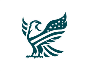 American Eagle logo design icon symbol vector illustration. Silhouette eagle bird icon vector template	