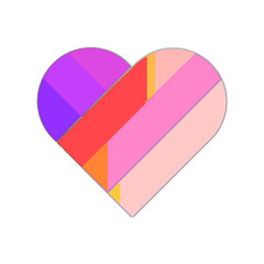 Vibrant Geometric Heart Logo with Colorful Stripes on Transparent Background