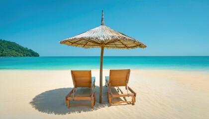 : Tropical beach chaise lounge umbrella summer vacation: Tropical beach chaise lounge umbrella summer vacation