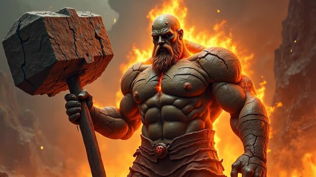 Fiery God of Strength: A Digital Painting of a Powerful Deity