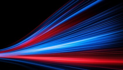 dynamic light trails of blue and red flow smoothly across a black backdrop