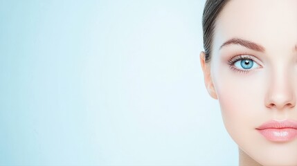 Fototapeta premium A woman with a stunning blue eye showcasing the impact of cosmetic surgery and personal enhancement financing