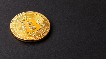 Bitcoin coin resting on a black surface highlighting the digital currency revolution and investment opportunities