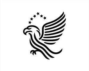 Fototapeta premium American Eagle logo design icon symbol vector illustration. Silhouette eagle bird icon vector template 
