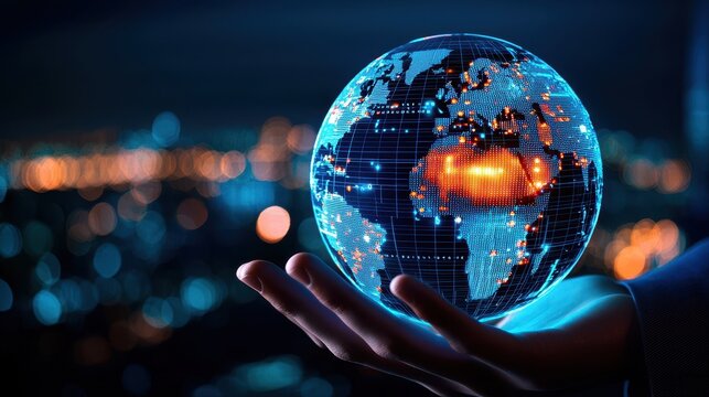 Person holding a globe representing business and technology interest capitalization concepts for global financial strategies