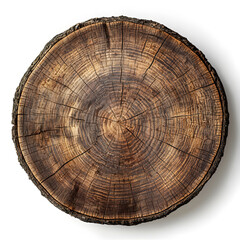 Obraz premium Tree Rings, Cross Section top view isolated on white. Wood cut