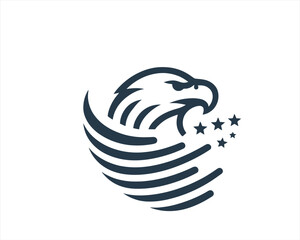 American Eagle logo design icon symbol vector illustration. Silhouette eagle bird icon vector template	