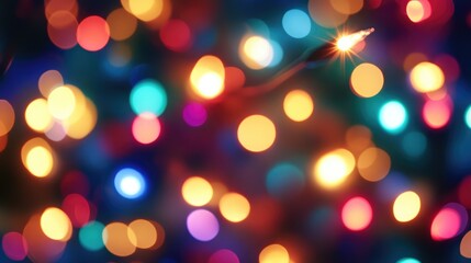 Obraz premium A beautiful blur of Christmas lights glowing in various colors, forming soft bokeh with plenty of space for a festive message.
