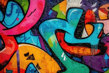 Vibrant Graffiti on Urban Walls Showcasing Bold Colors and Artistic Expression in a Lively Neighborhood