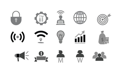 Flat Icons Set of E-commerce and Digital Marketing Services