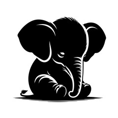 Fototapeta premium Elephant baby siting position sad
