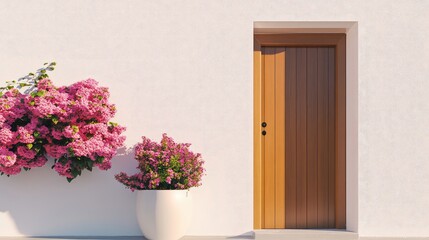 Fototapeta premium A freshly installed door on a clean frame with plenty of empty space around it for text or marketing messages.