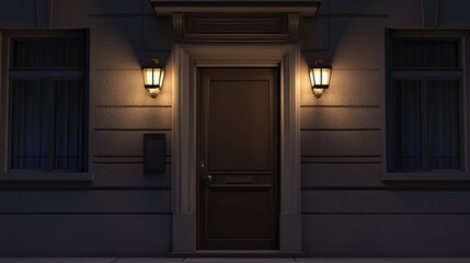 Fototapeta premium A new door installation with a neatly placed frame and an empty surface area for text placement.