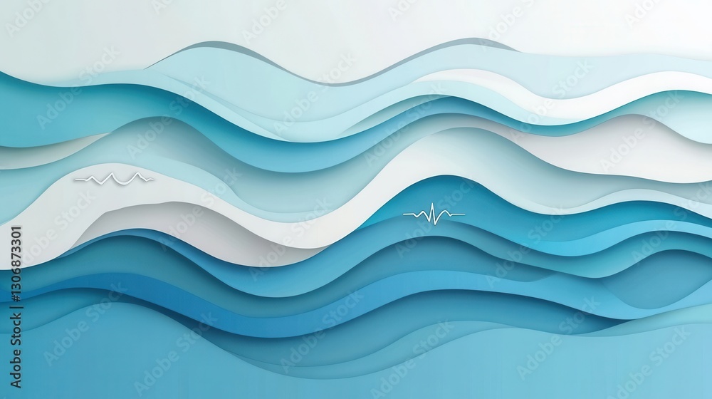 Poster layered paper art background featuring calming blue and white tones with subtle medical symbols for 