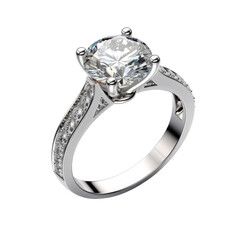 diamond engagement ring on transparent background