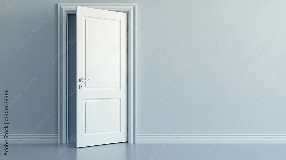 Poster a smooth door frame with a new door installed, leaving open areas for adding text or graphics.