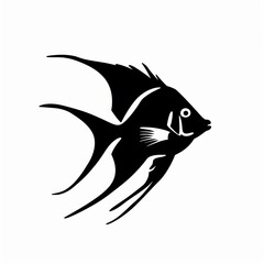 Obraz premium Angelfish swimming silhouette illustration angelfish underwater.