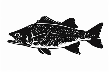 Fototapeta premium Mackerel fish silhouette illustration black white.