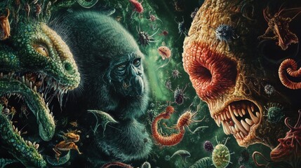 Obraz premium The doomsday scene under the ravages of the virus