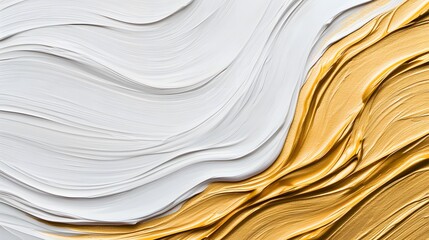 Obraz premium Artistic abstract design white and gold texture digital artwork contemporary style minimalist viewpoint visual elegance