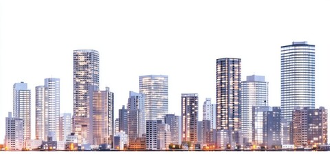Highrise buildings at evening architecture cityscape landscape.
