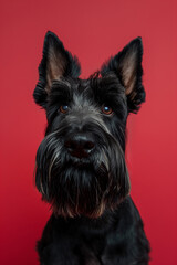 Giant Schnauzer dog on minimalistic colorful background with Copy Space. Perfect for banners, veterinary ads, pet food promotions, and minimalist designs.