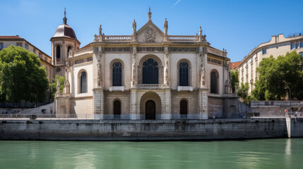 Obraz premium The facade of the chapel of the Hotel Dieu by the River