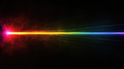 Soft laser light beams in various colors cutting through the darkness with enough space for text or copy.