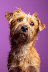 Glen of Imaal Terrier dog on minimalistic colorful background with Copy Space. Perfect for banners, veterinary ads, pet food promotions, and minimalist designs.