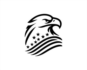 American Eagle logo design icon symbol vector illustration. Silhouette eagle bird icon vector template	