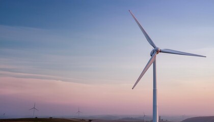 Obraz premium Wind turbine against pastel gradient background, symbolizing clean energy 