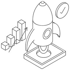 Measuring Product Launch Success outline isometric Concept, vital insights  vector icon design, business corporation symbol, Joint partnerships Sign, Sales and Marketing management illustration